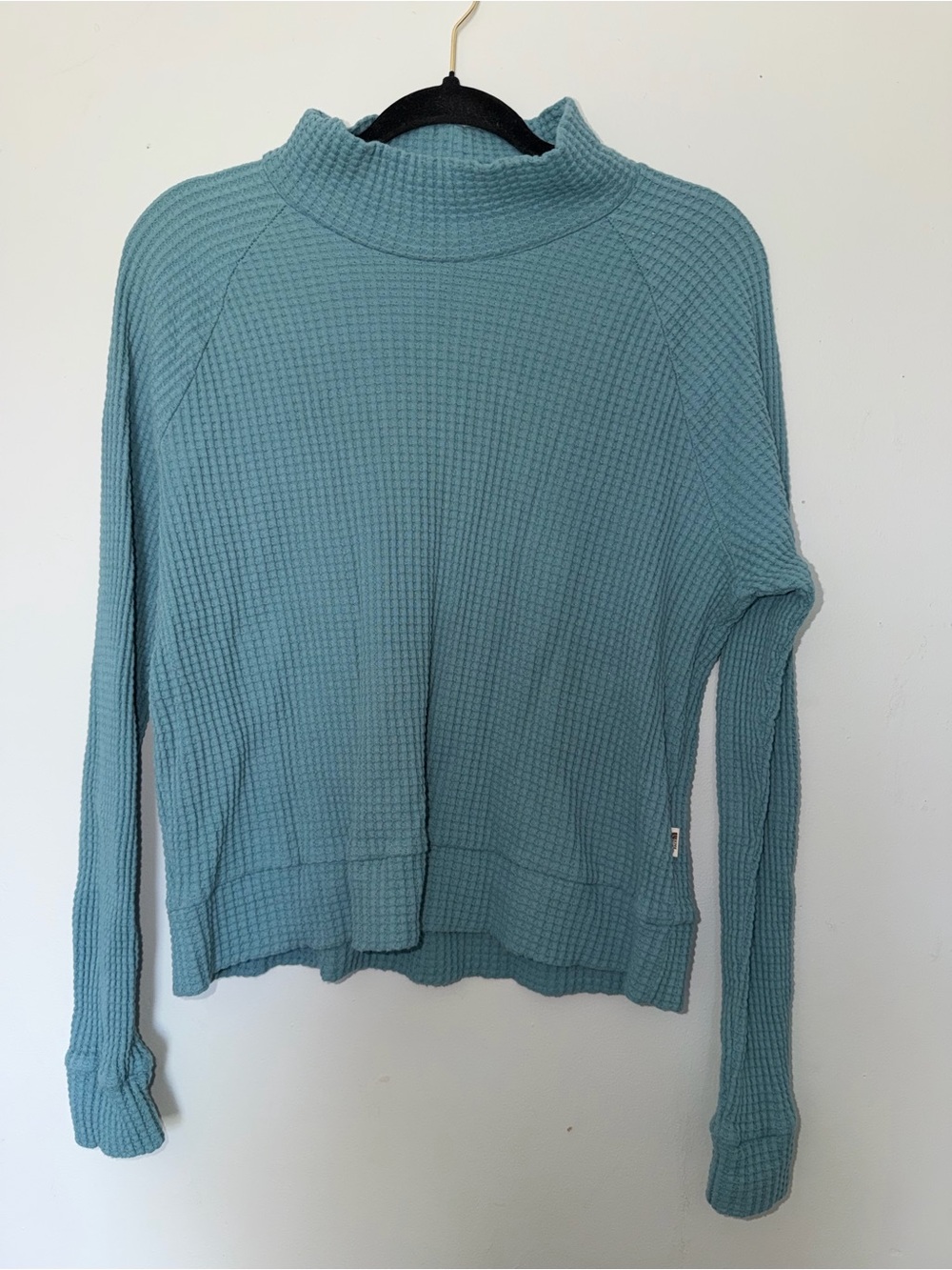 The North Face Teal Waffle-Knit Mock Neck Pullover
